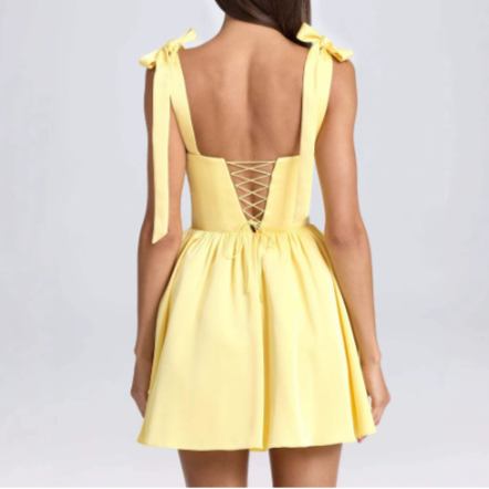Women's Yellow Flared Short Dress