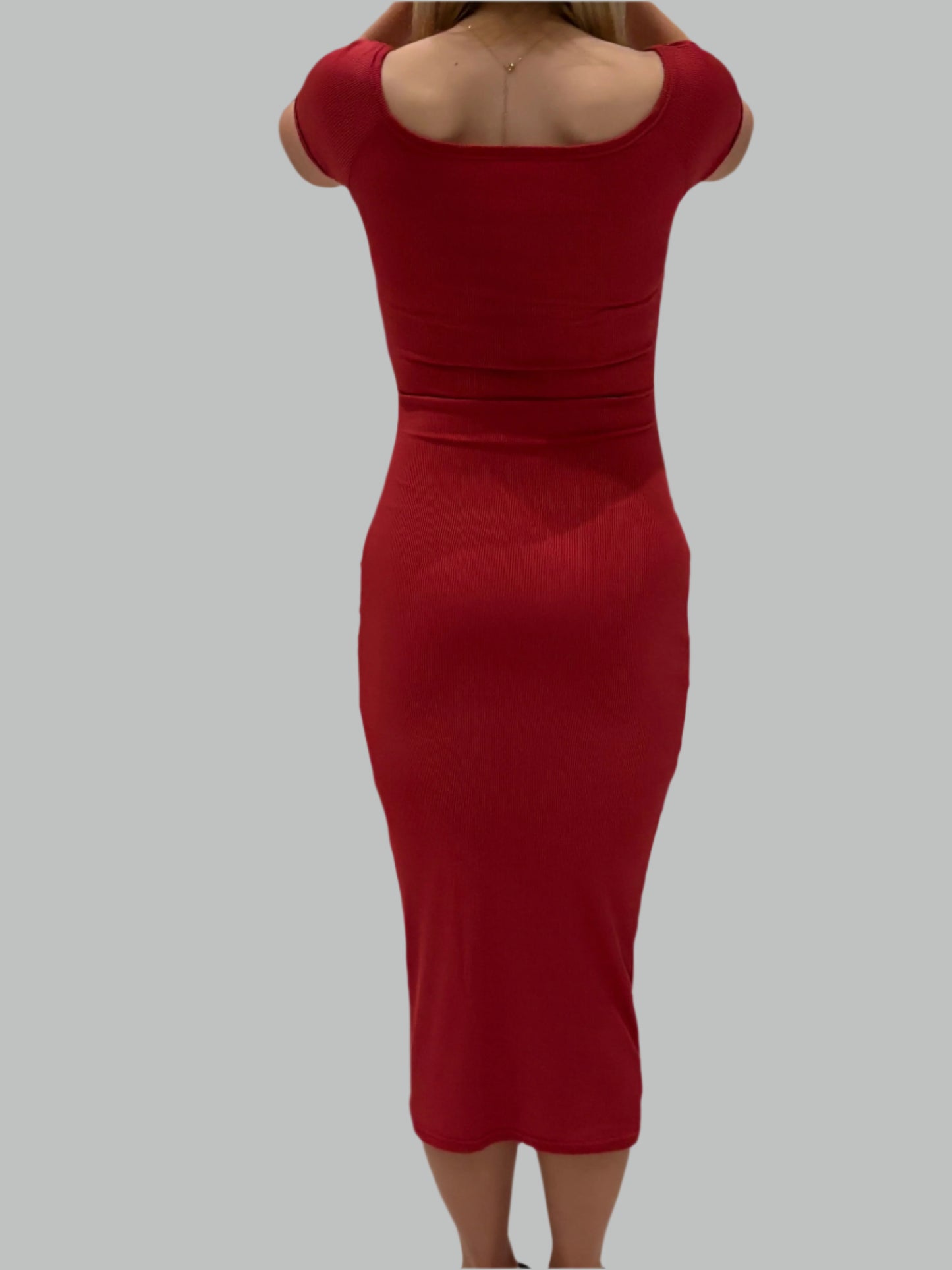 Women's Fitted Rib Knit Midi Dress