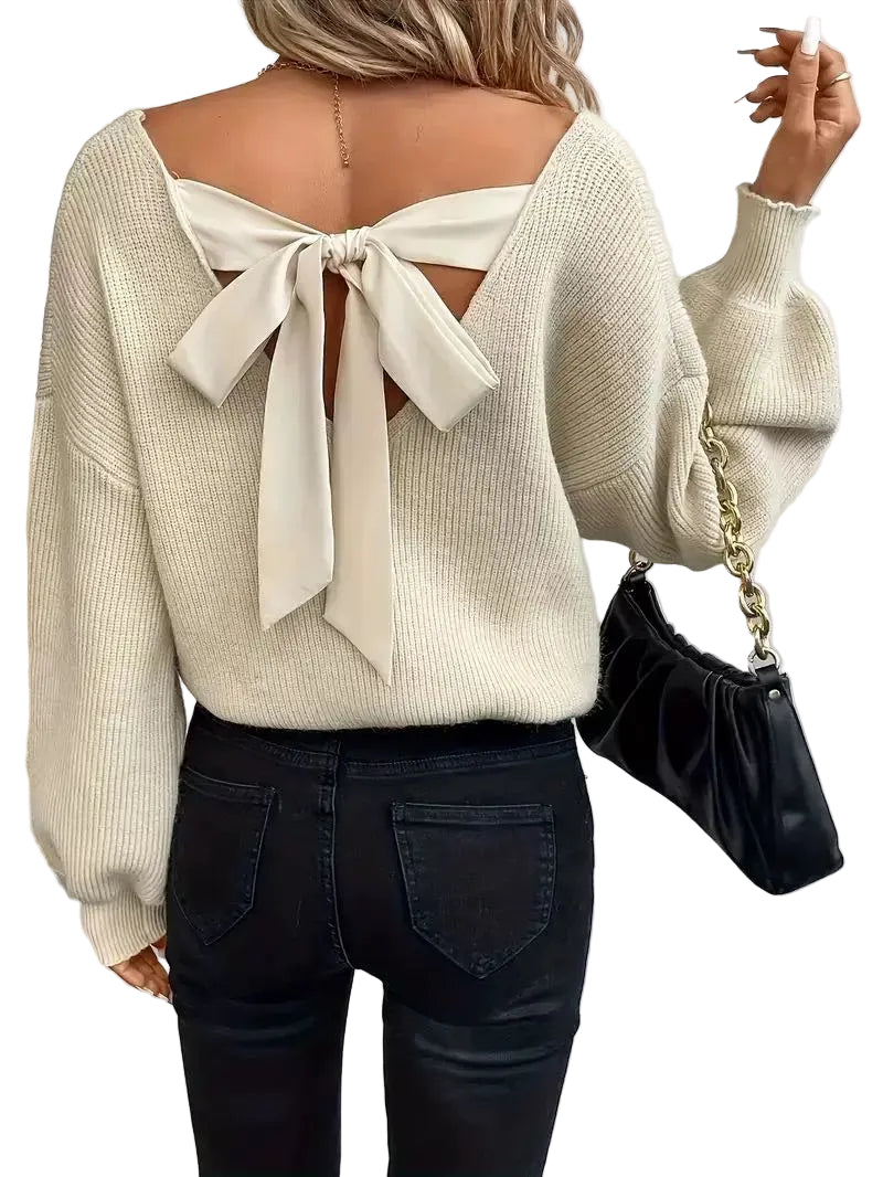 Women's Loose V-Neck Pullover Sweater