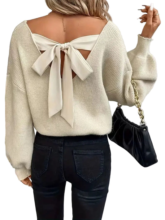 Women's Loose V-Neck Pullover Sweater