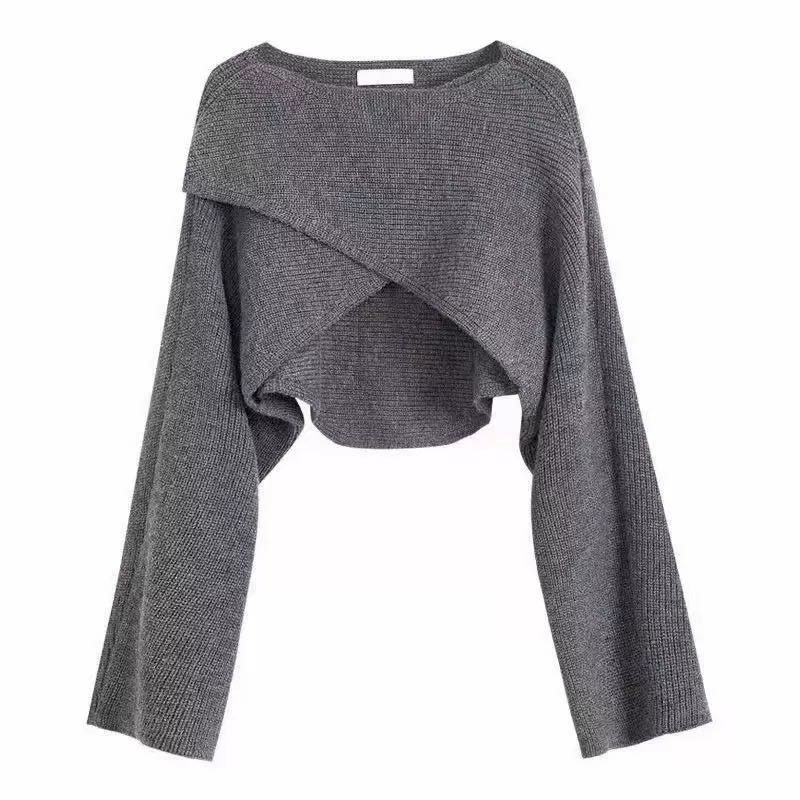 Women's Cross Over Knitted Sweater