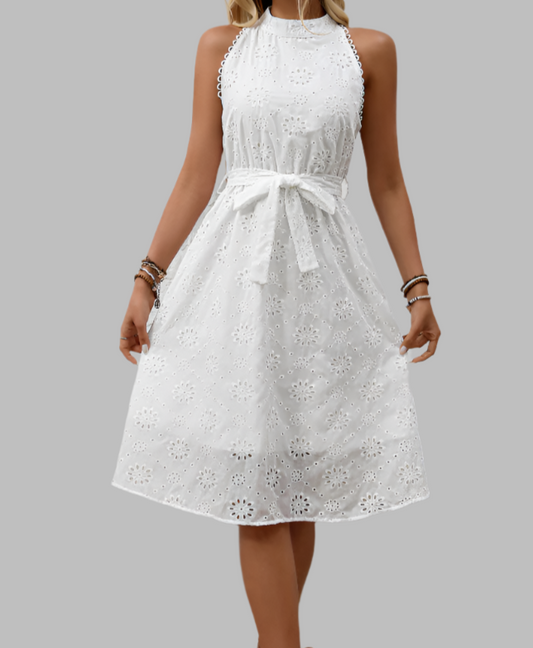 Women's White Halter Dress