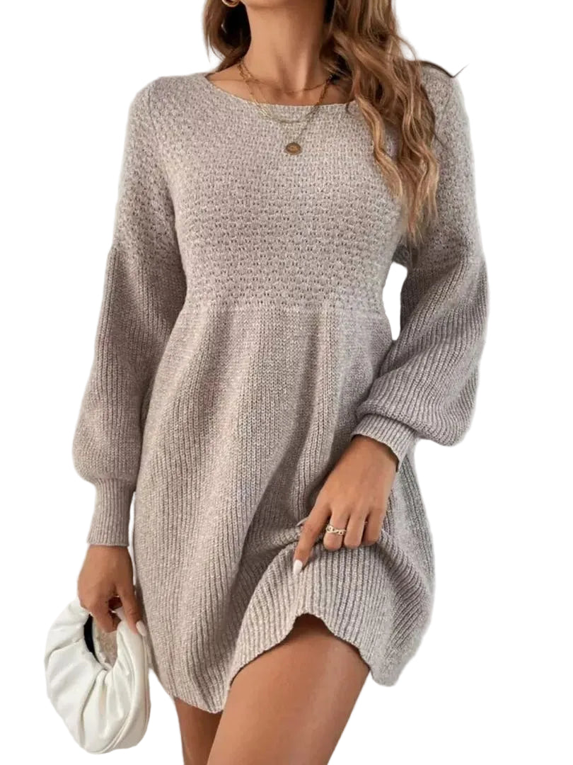 Women's A-Line Long Sleeve Knit Sweater Dress