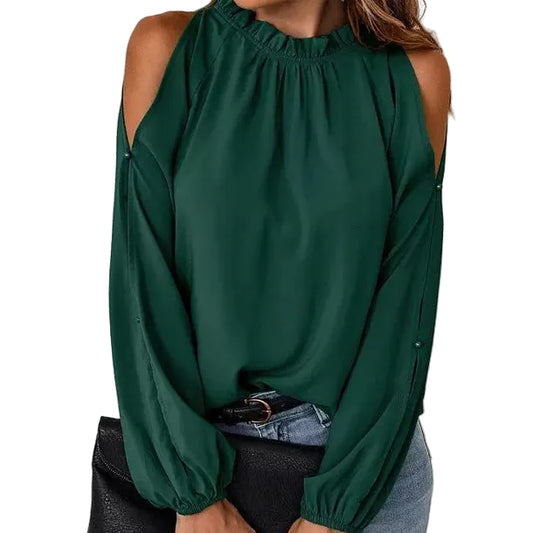 Women's Cold Shoulder Long Sleeve Blouse