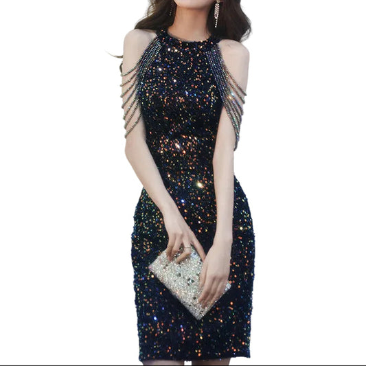 Women's Sequins Fitted Short Dress