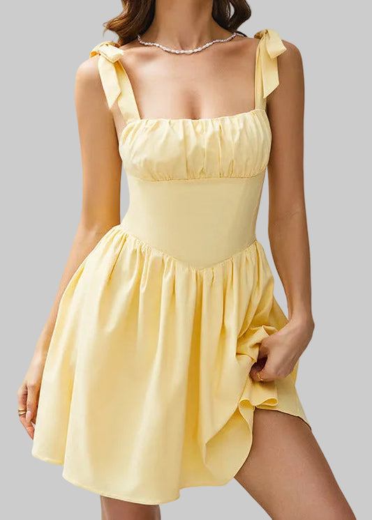 Women's Yellow Flared Short Dress
