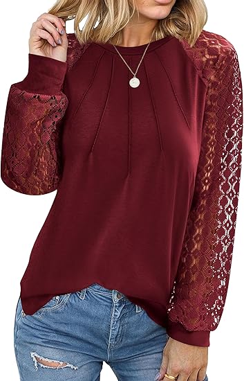 Women's Long Sleeve Lace Knit Blouse