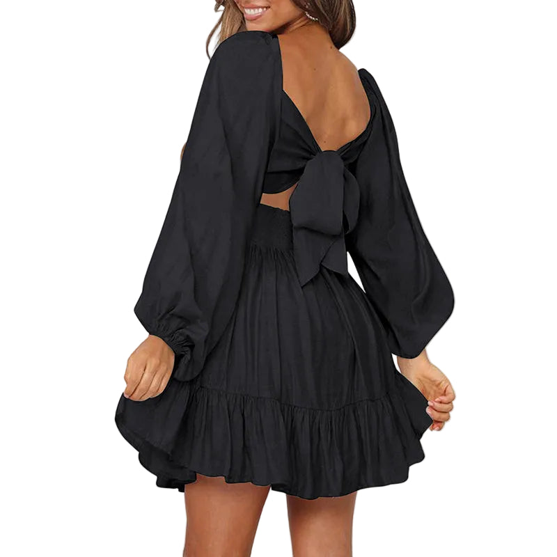 Women's Long Sleeve Tiered Short Romper