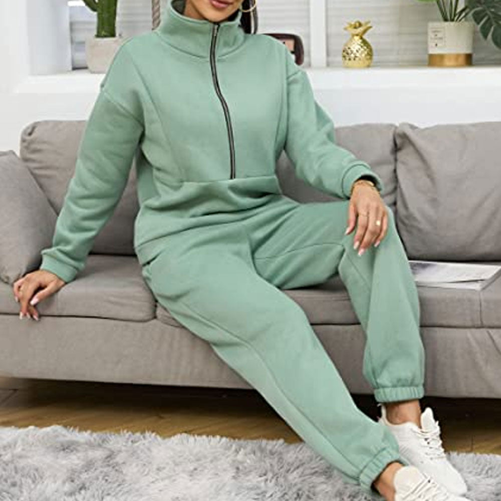 Women's Two-Piece Zipper Sweater Fleece