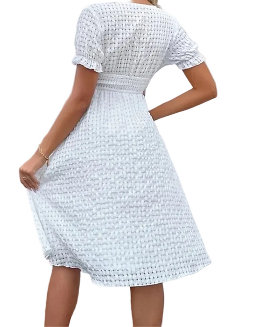 Women's Summer White Jacquard Dress