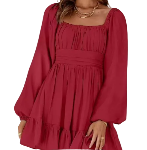 Women's Long Sleeve Vintage Short Dress